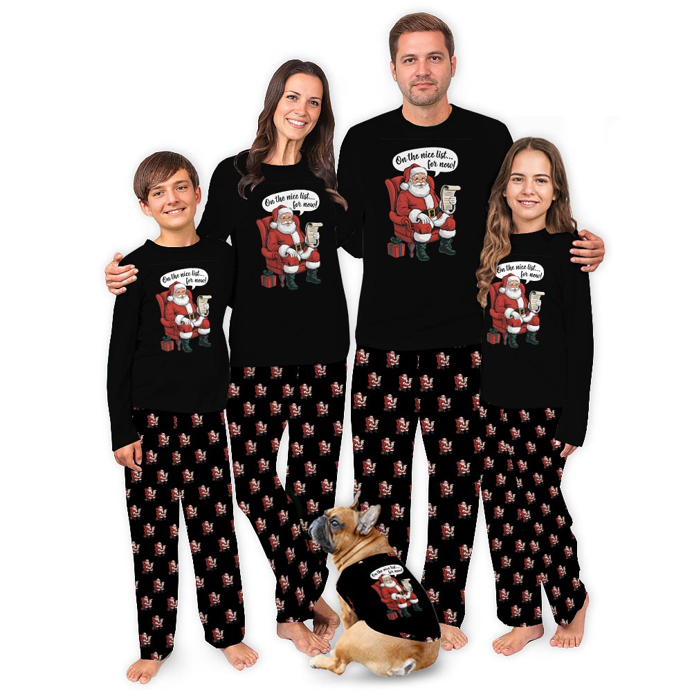Santa and Gifts Matching Dog Owner Christmas Pajamas Santa and Gifts Matching Dog Owner Christmas Pajamas