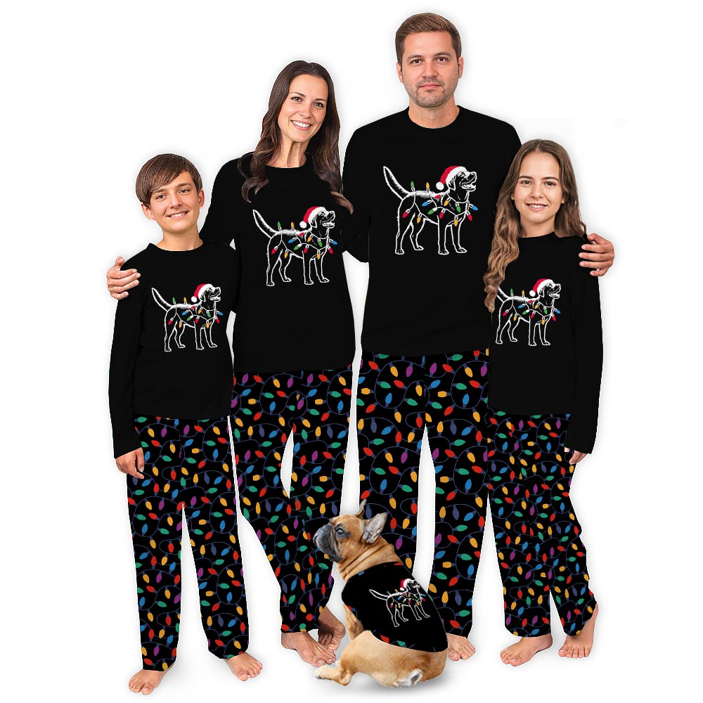 Santa Labrador Retriever Christmas Lights Dog Matching Holiday Pajamas Santa Labrador Retriever Christmas Lights Dog Matching Holiday Pajamas