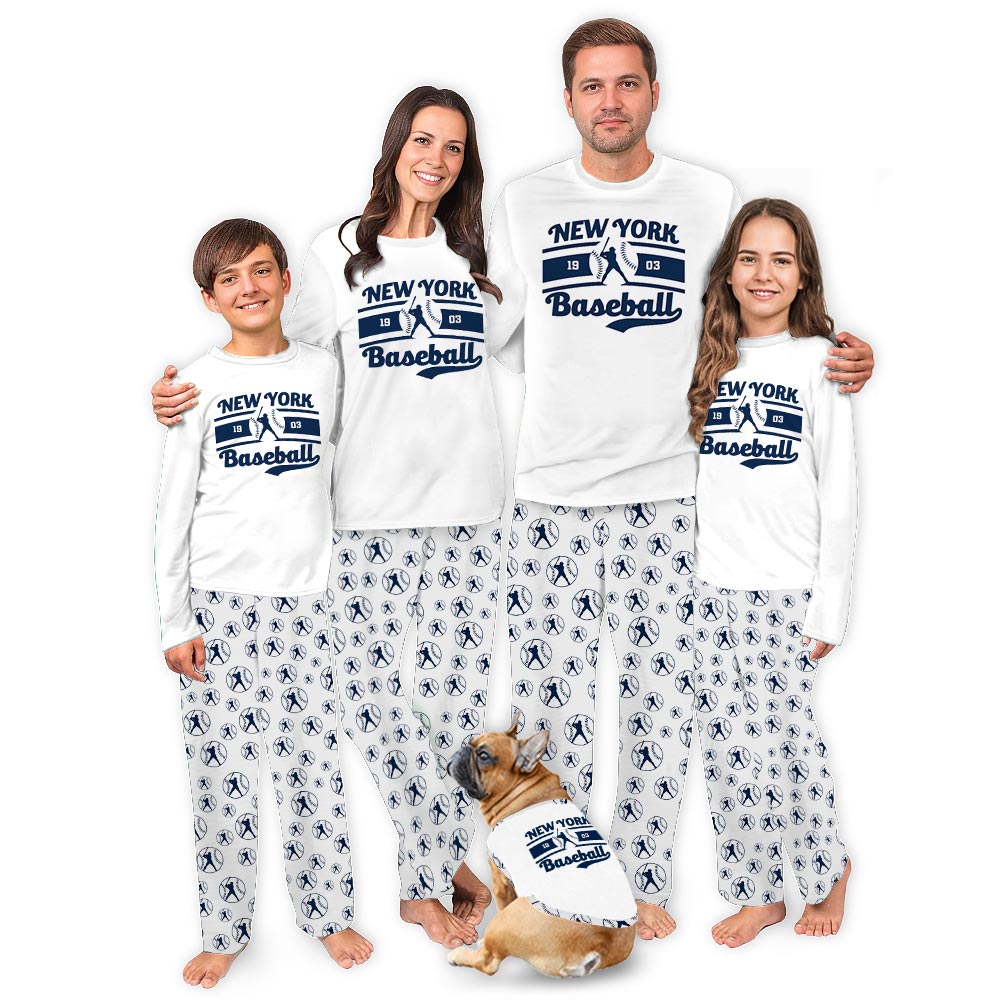 White New York Yankees Baseball Dog And Me Matching Pajamas