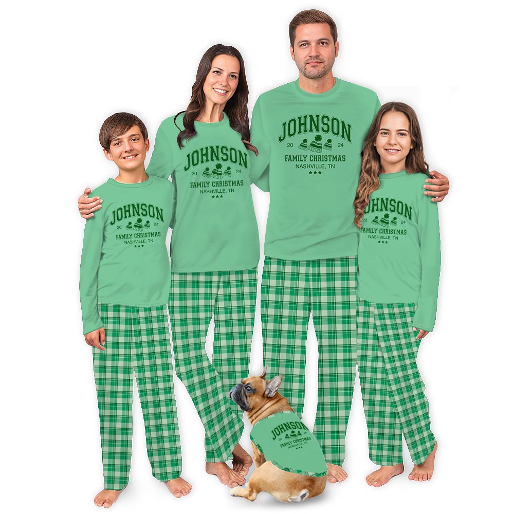 Mint Plaid Design Custom Matching Family Pajamas for Christmas Mint Plaid Design Custom Matching Family Pajamas for Christmas
