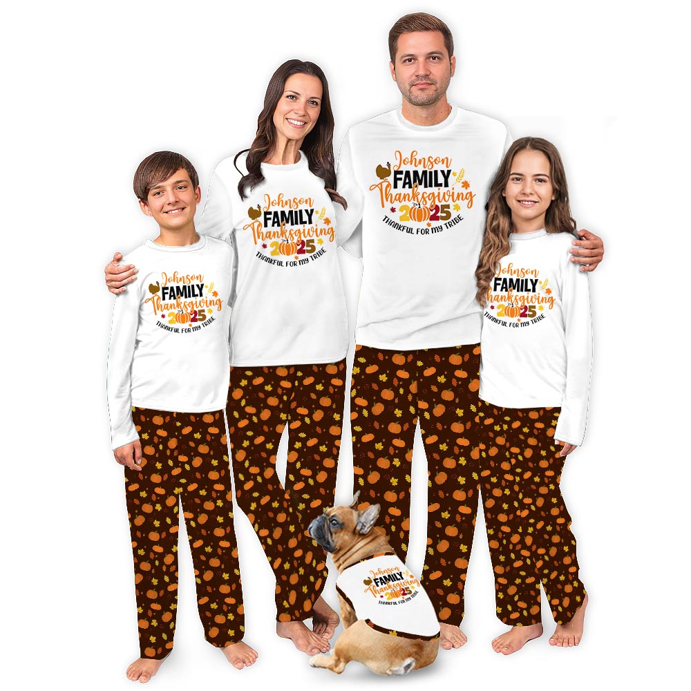 Thankful For My Tribe Thanksgiving Family Personalized Pajamas Thankful For My Tribe Thanksgiving Family Personalized Pajamas