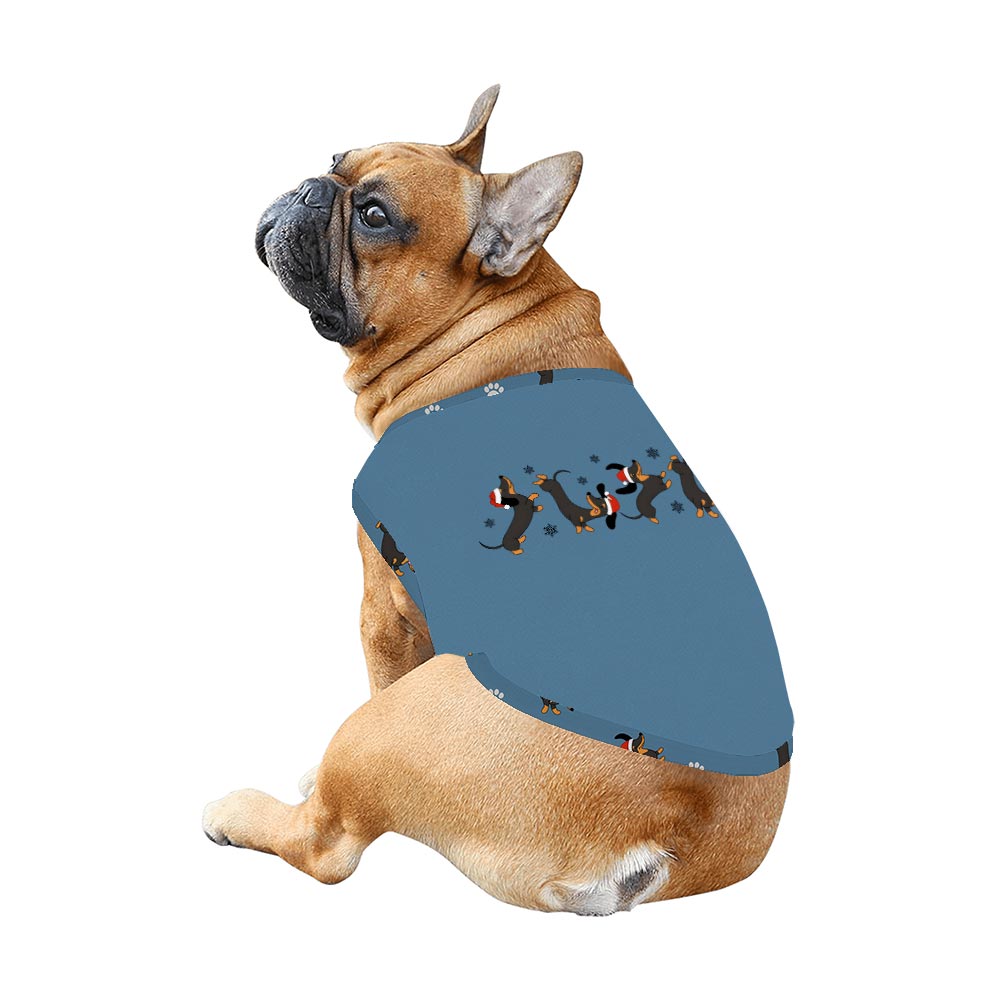 Teal Matching Holiday Pajamas with Dachshund Christmas Theme