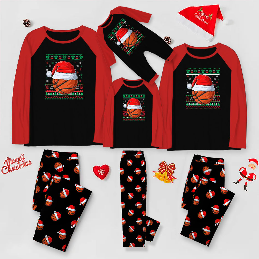 Raglan Basketball Christmas Pajamas With Plus Size Available Raglan Basketball Christmas Pajamas With Plus Size Available