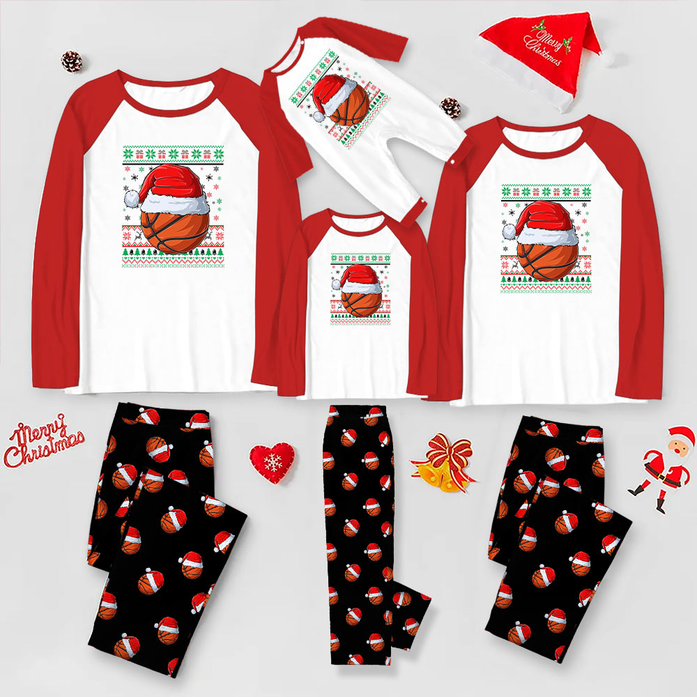 Raglan Basketball Christmas Pajamas With Plus Size Available Raglan Basketball Christmas Pajamas With Plus Size Available