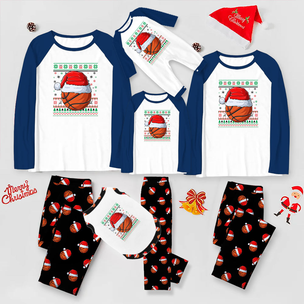 Raglan Basketball Christmas Pajamas With Plus Size Available Raglan Basketball Christmas Pajamas With Plus Size Available