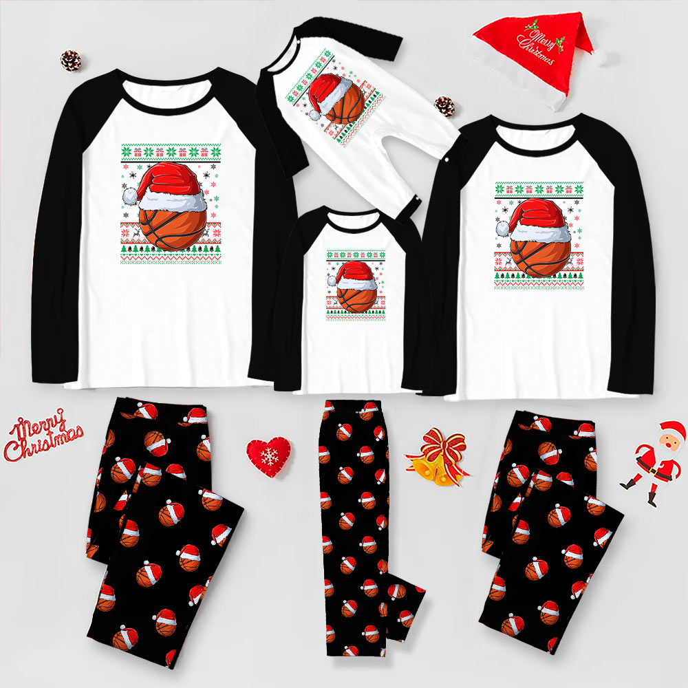 Raglan Basketball Christmas Pajamas With Plus Size Available Raglan Basketball Christmas Pajamas With Plus Size Available