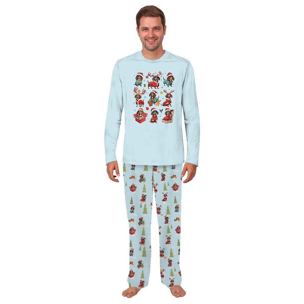 Blue Dachshund Through the Snow Matching Dog Pajamas Christmas Blue Dachshund Through the Snow Matching Dog Pajamas Christmas