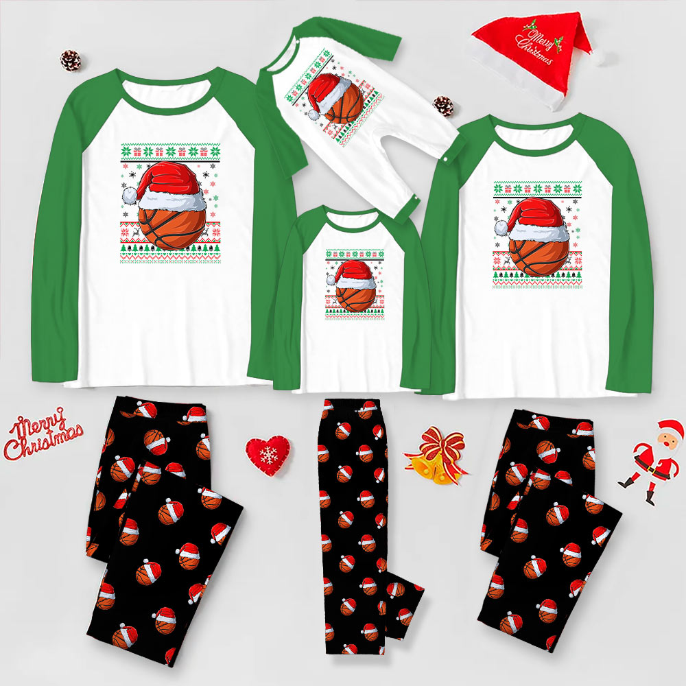 Raglan Basketball Christmas Pajamas With Plus Size Available Raglan Basketball Christmas Pajamas With Plus Size Available