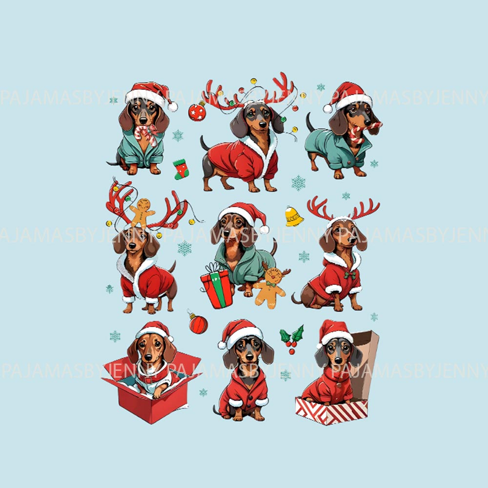 Blue Dachshund Through the Snow Matching Dog Pajamas Christmas Blue Dachshund Through the Snow Matching Dog Pajamas Christmas