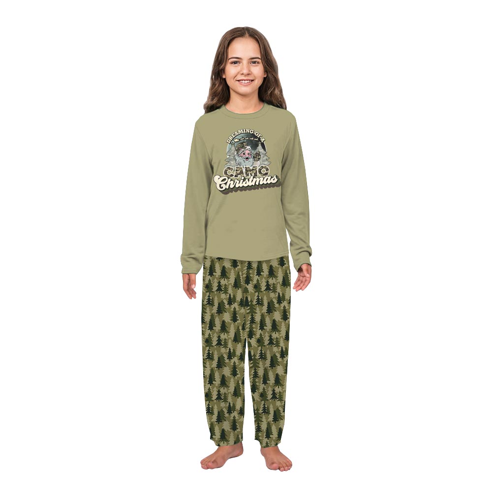 Dreaming of a Camo Santa Christmas Family Pajamas With Dog Dreaming of a Camo Santa Christmas Family Pajamas With Dog