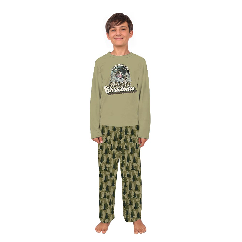Dreaming of a Camo Santa Christmas Family Pajamas With Dog Dreaming of a Camo Santa Christmas Family Pajamas With Dog