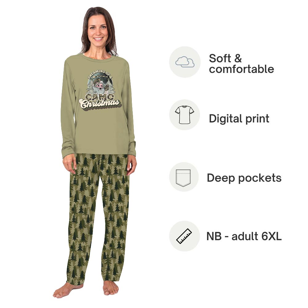 Dreaming of a Camo Santa Christmas Family Pajamas With Dog Dreaming of a Camo Santa Christmas Family Pajamas With Dog