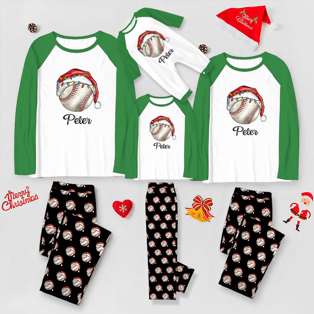 Matching Baseball Christmas Pajamas With Name