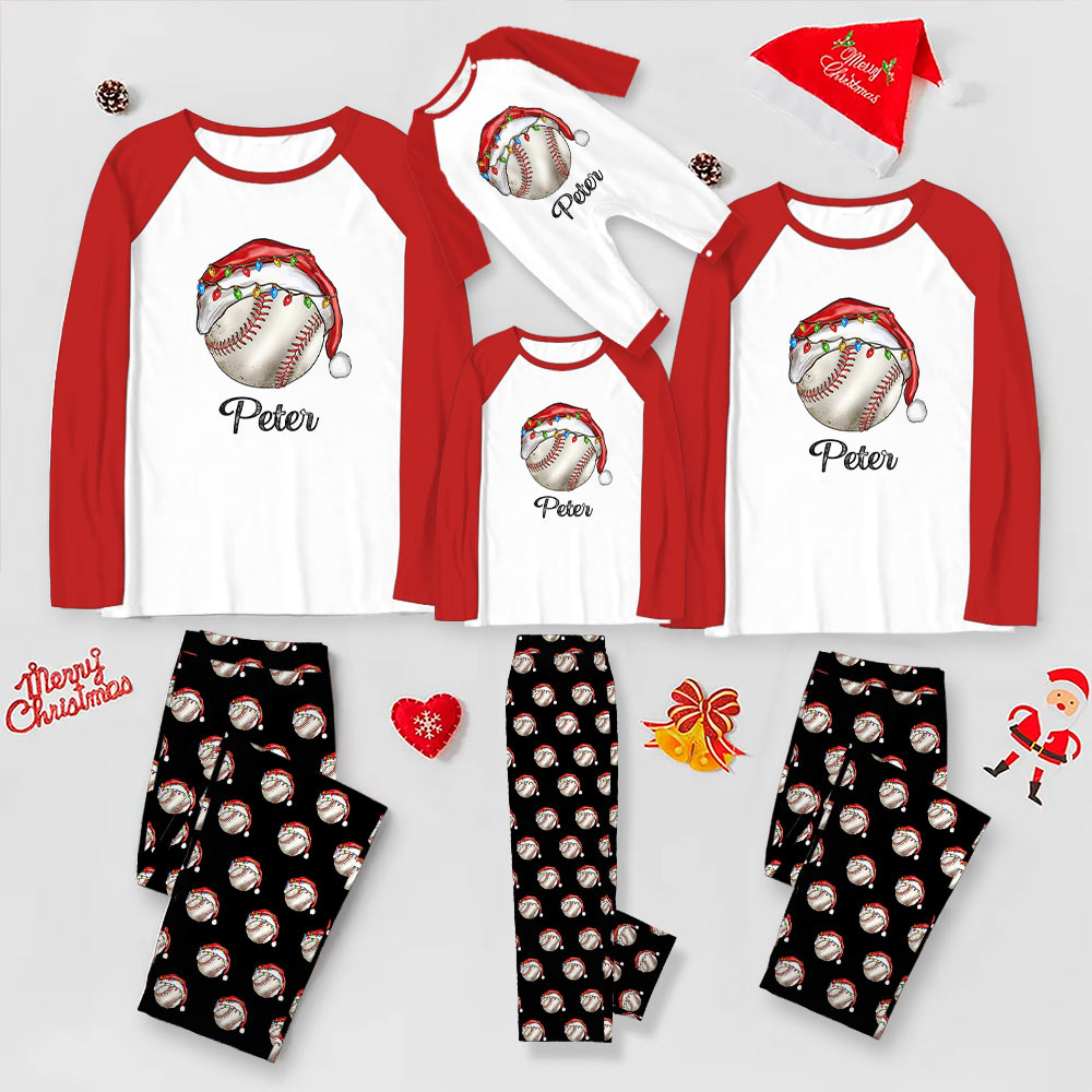 Matching Baseball Christmas Pajamas With Name