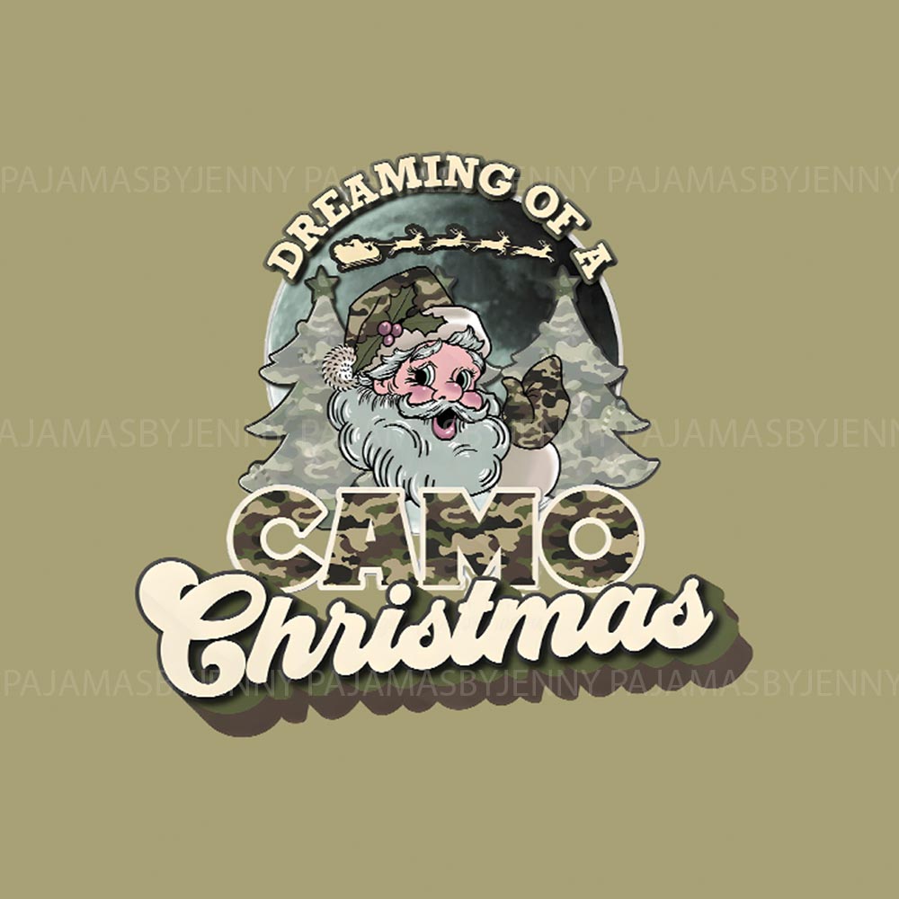 Dreaming of a Camo Santa Christmas Family Pajamas With Dog Dreaming of a Camo Santa Christmas Family Pajamas With Dog