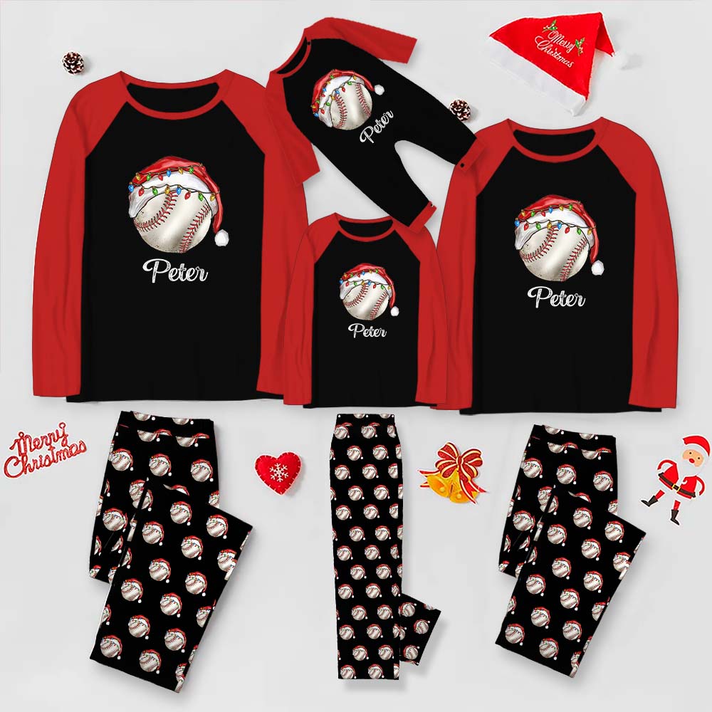 Matching Baseball Christmas Pajamas With Name