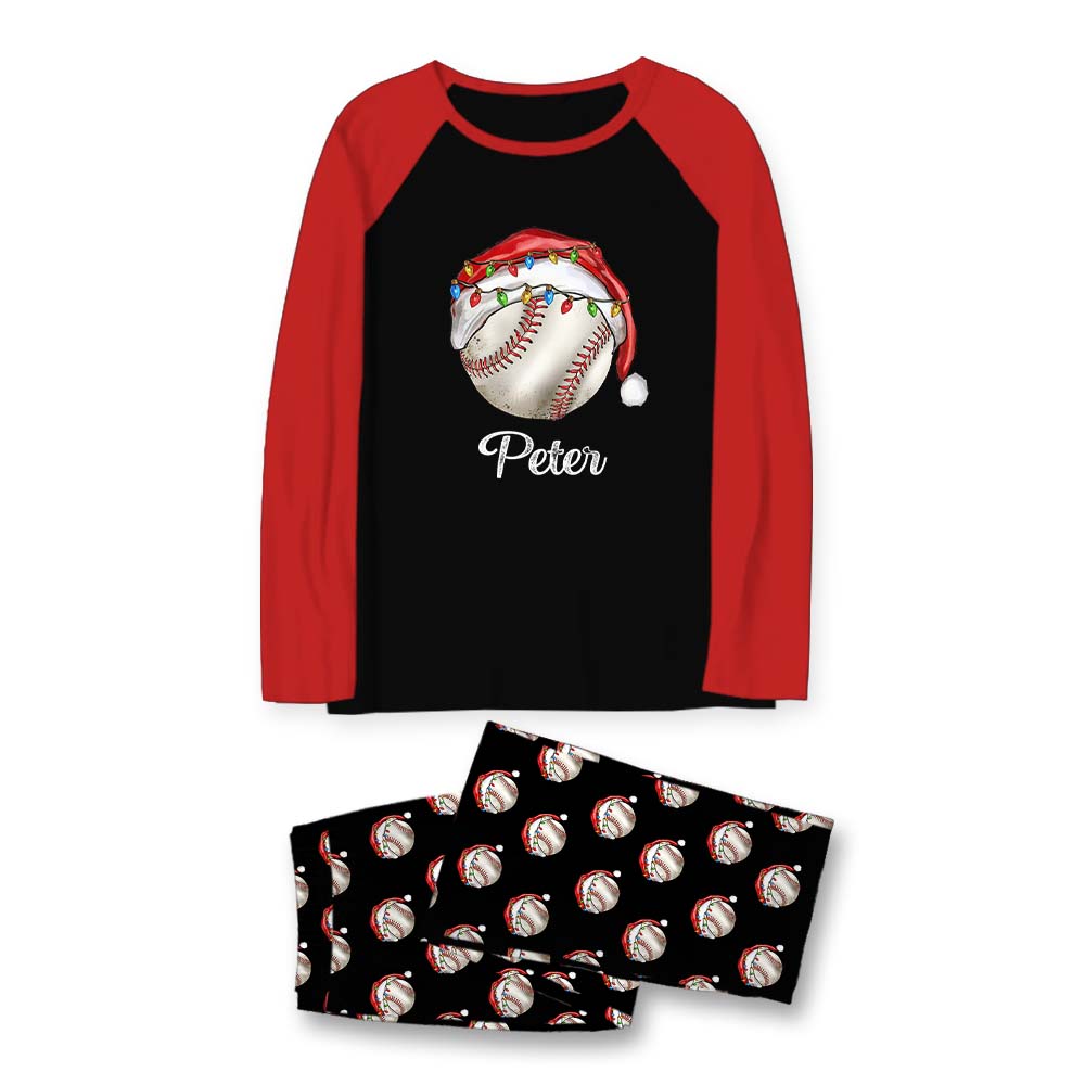 Matching Baseball Christmas Pajamas With Name
