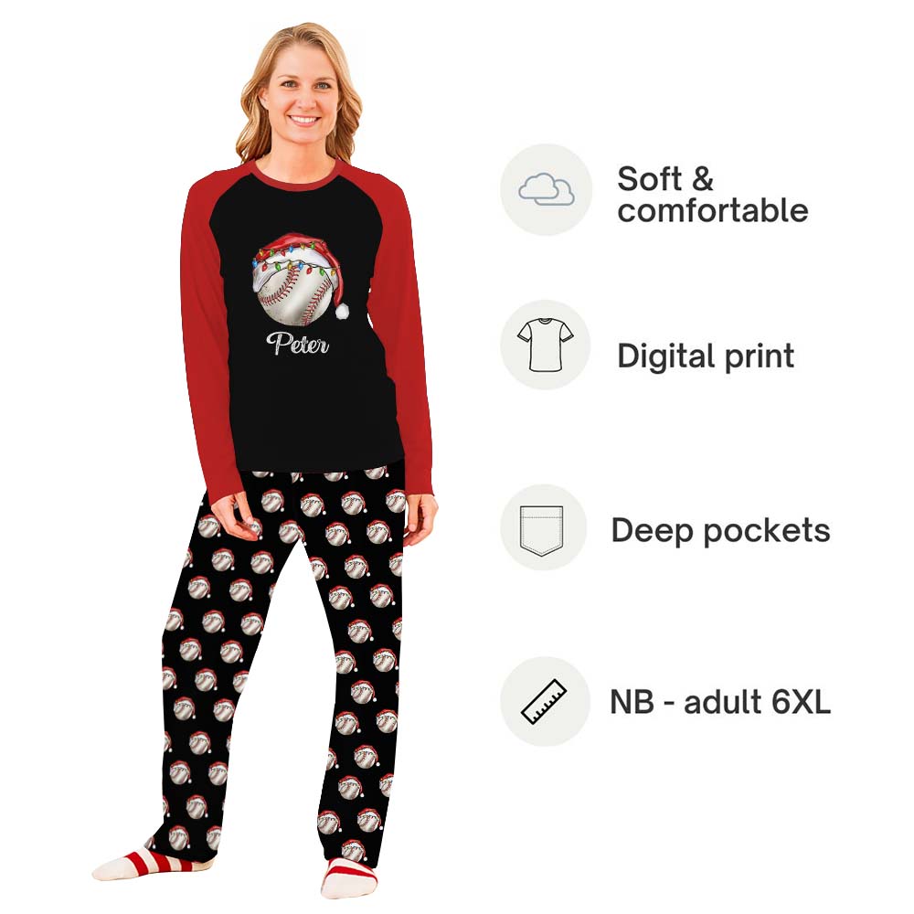 Matching Baseball Christmas Pajamas With Name