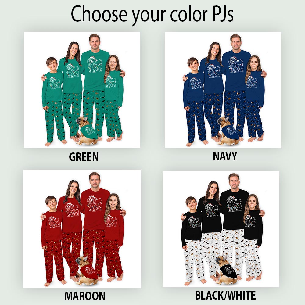 Festive Dachshund Dog Christmas Holiday Matching Pajamas With Pet Festive Dachshund Dog Christmas Holiday Matching Pajamas With Pet