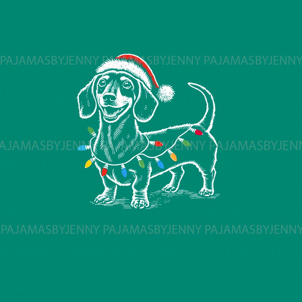 Festive Dachshund Dog Christmas Holiday Matching Pajamas With Pet Festive Dachshund Dog Christmas Holiday Matching Pajamas With Pet