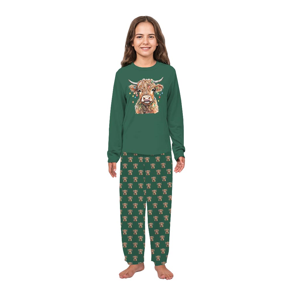 Highland Cow Christmas Matching Pajama Set Dog Highland Cow Christmas Matching Pajama Set Dog