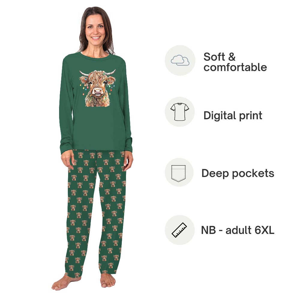 Highland Cow Christmas Matching Pajama Set Dog Highland Cow Christmas Matching Pajama Set Dog
