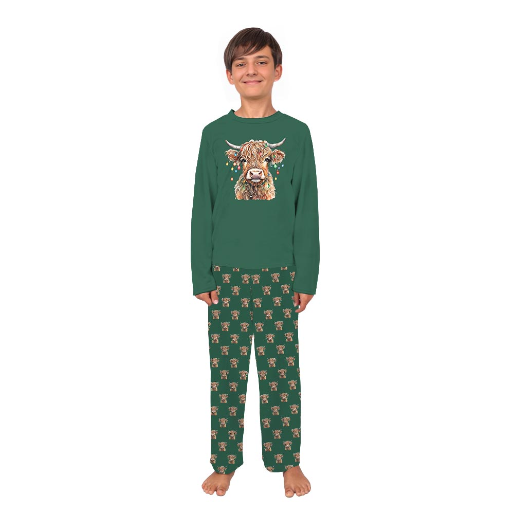 Highland Cow Christmas Matching Pajama Set Dog Highland Cow Christmas Matching Pajama Set Dog