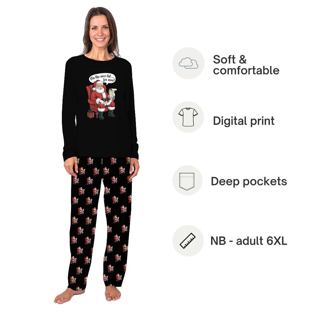 Santa and Gifts Matching Dog Owner Christmas Pajamas Santa and Gifts Matching Dog Owner Christmas Pajamas
