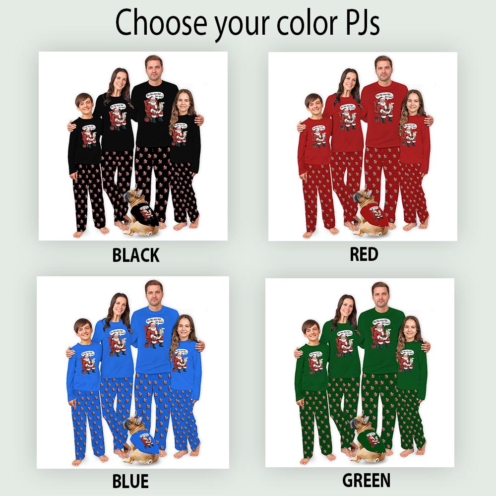 Santa and Gifts Matching Dog Owner Christmas Pajamas Santa and Gifts Matching Dog Owner Christmas Pajamas