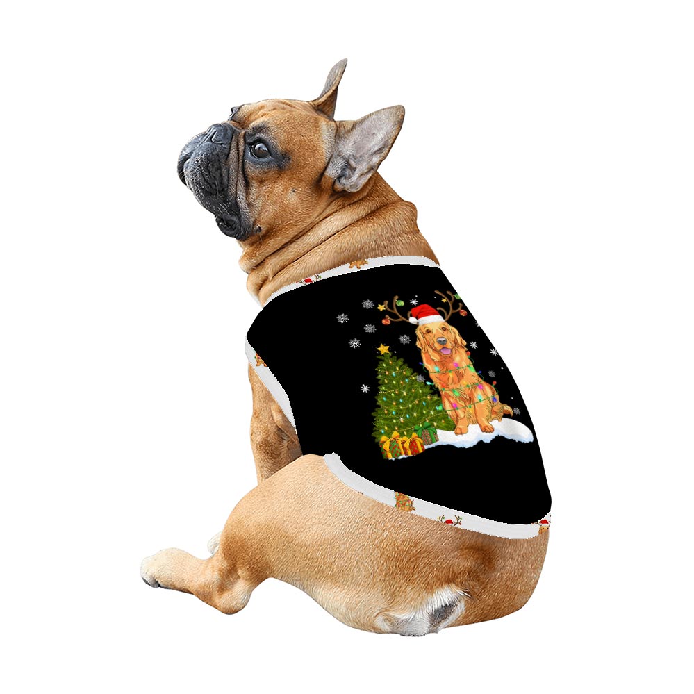 Black and White Golden Retriever Dog Matching Christmas Pajamas Black and White Golden Retriever Dog Matching Christmas Pajamas