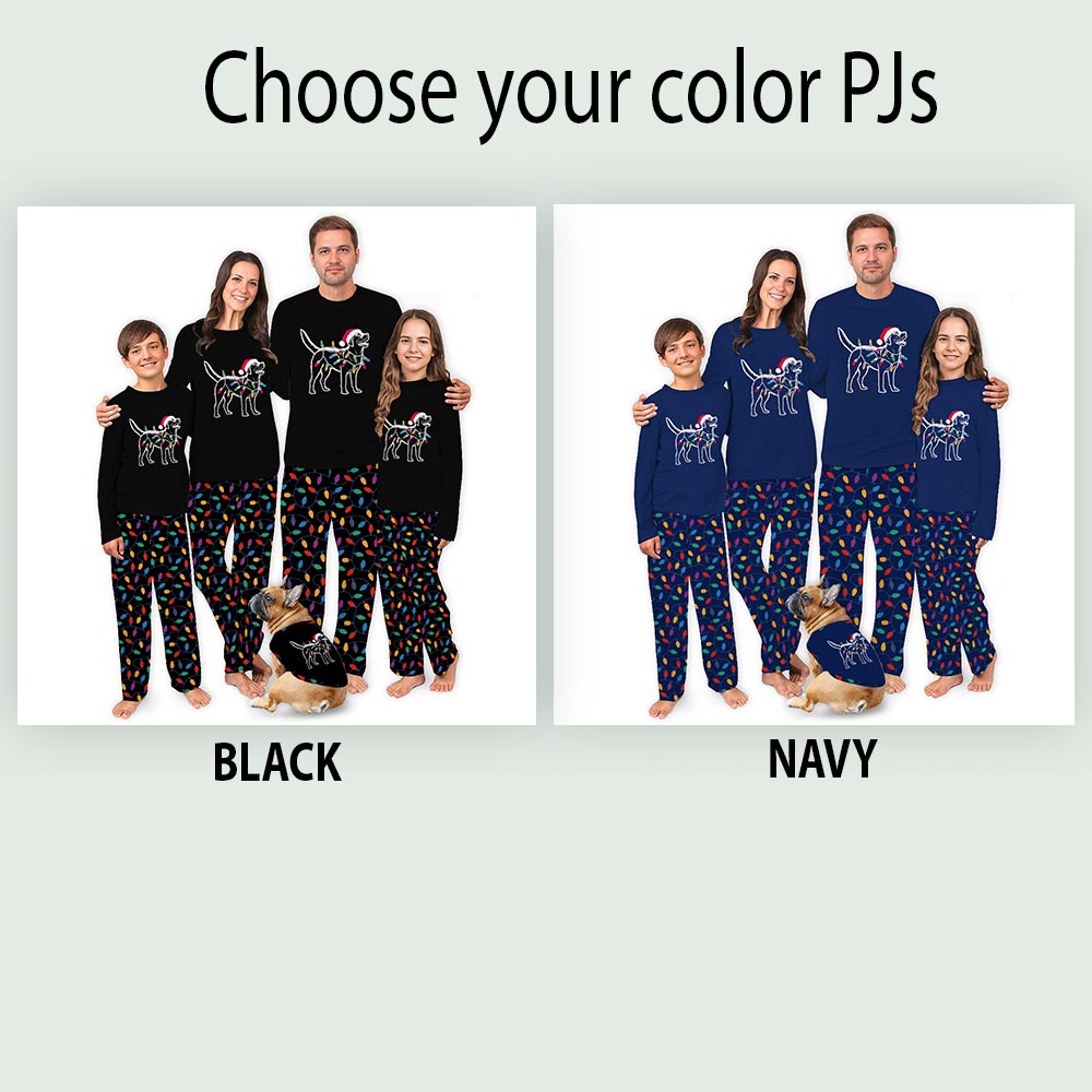 Santa Labrador Retriever Christmas Lights Dog Matching Holiday Pajamas Santa Labrador Retriever Christmas Lights Dog Matching Holiday Pajamas