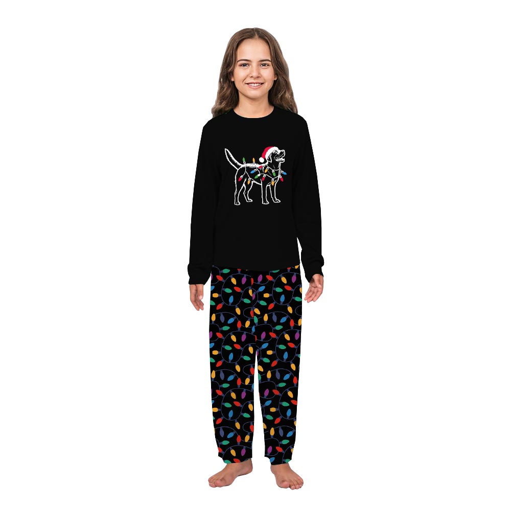Santa Labrador Retriever Christmas Lights Dog Matching Holiday Pajamas Santa Labrador Retriever Christmas Lights Dog Matching Holiday Pajamas