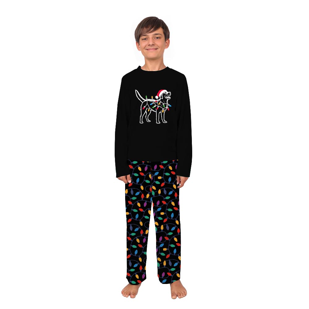 Santa Labrador Retriever Christmas Lights Dog Matching Holiday Pajamas Santa Labrador Retriever Christmas Lights Dog Matching Holiday Pajamas