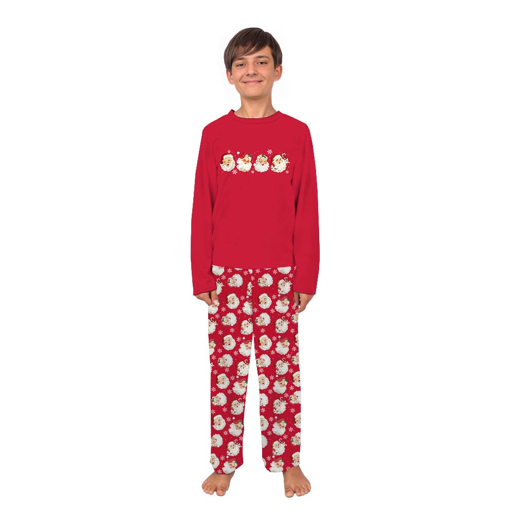 Red Vintage Santa Candy Cane Family Pajamas With Dog Red Vintage Santa Candy Cane Family Pajamas With Dog