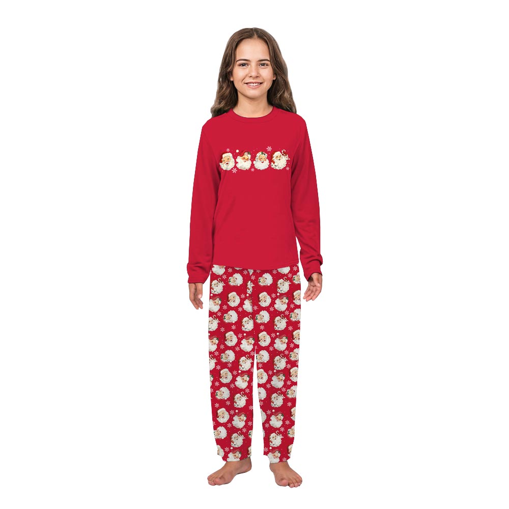 Red Vintage Santa Candy Cane Family Pajamas With Dog Red Vintage Santa Candy Cane Family Pajamas With Dog