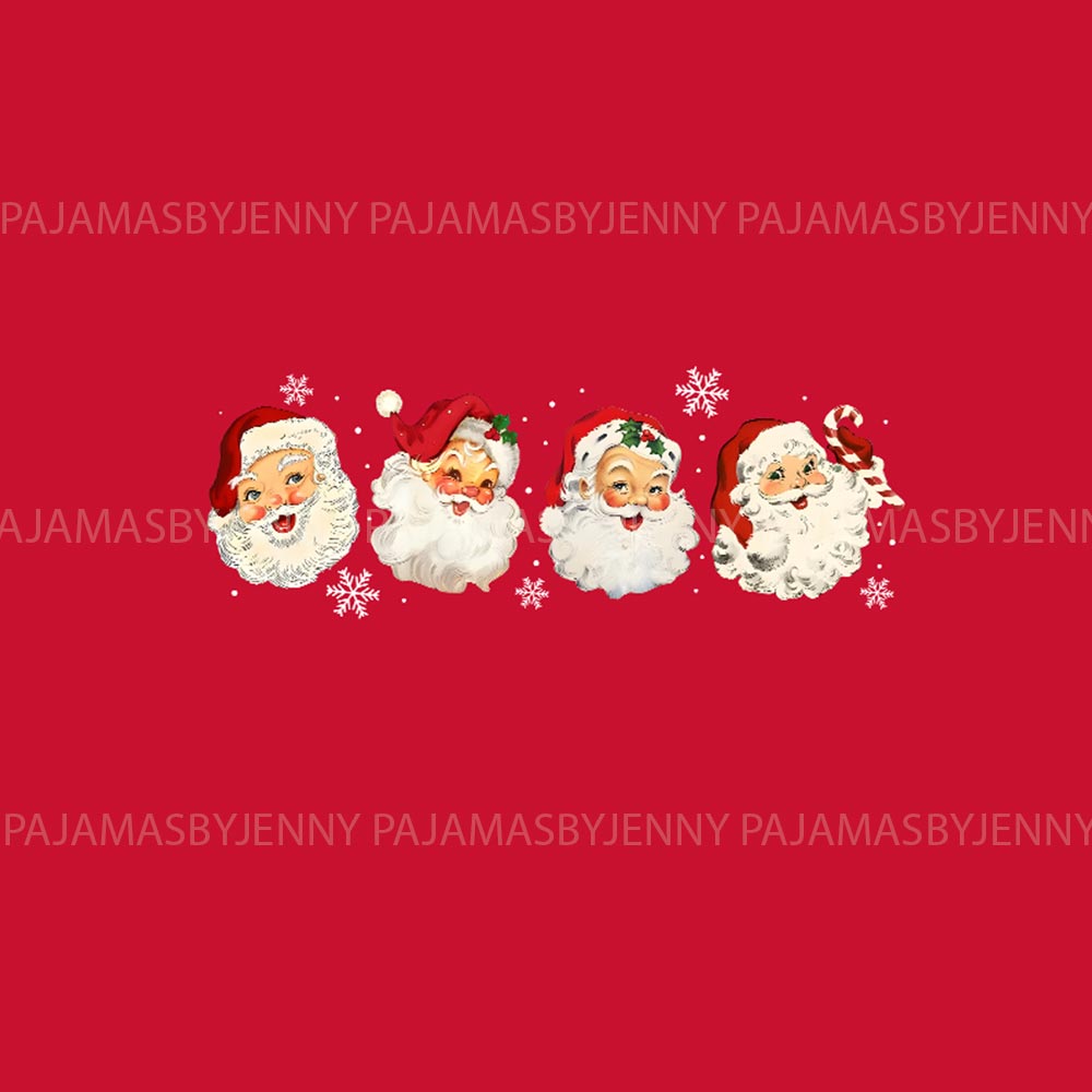 Red Vintage Santa Candy Cane Family Pajamas With Dog Red Vintage Santa Candy Cane Family Pajamas With Dog