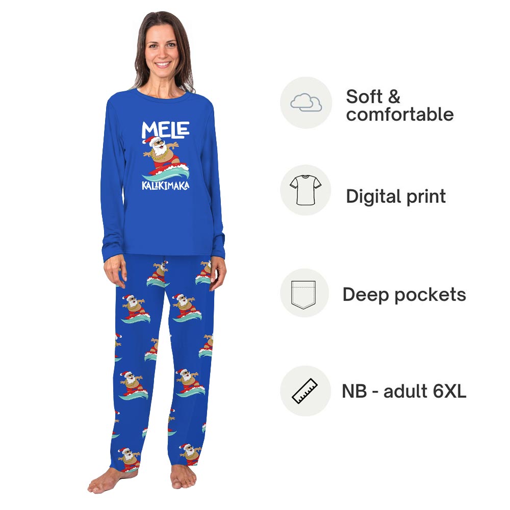 Santa Surfing Tropical Matching Dog Owner Christmas Pajamas Santa Surfing Tropical Matching Dog Owner Christmas Pajamas