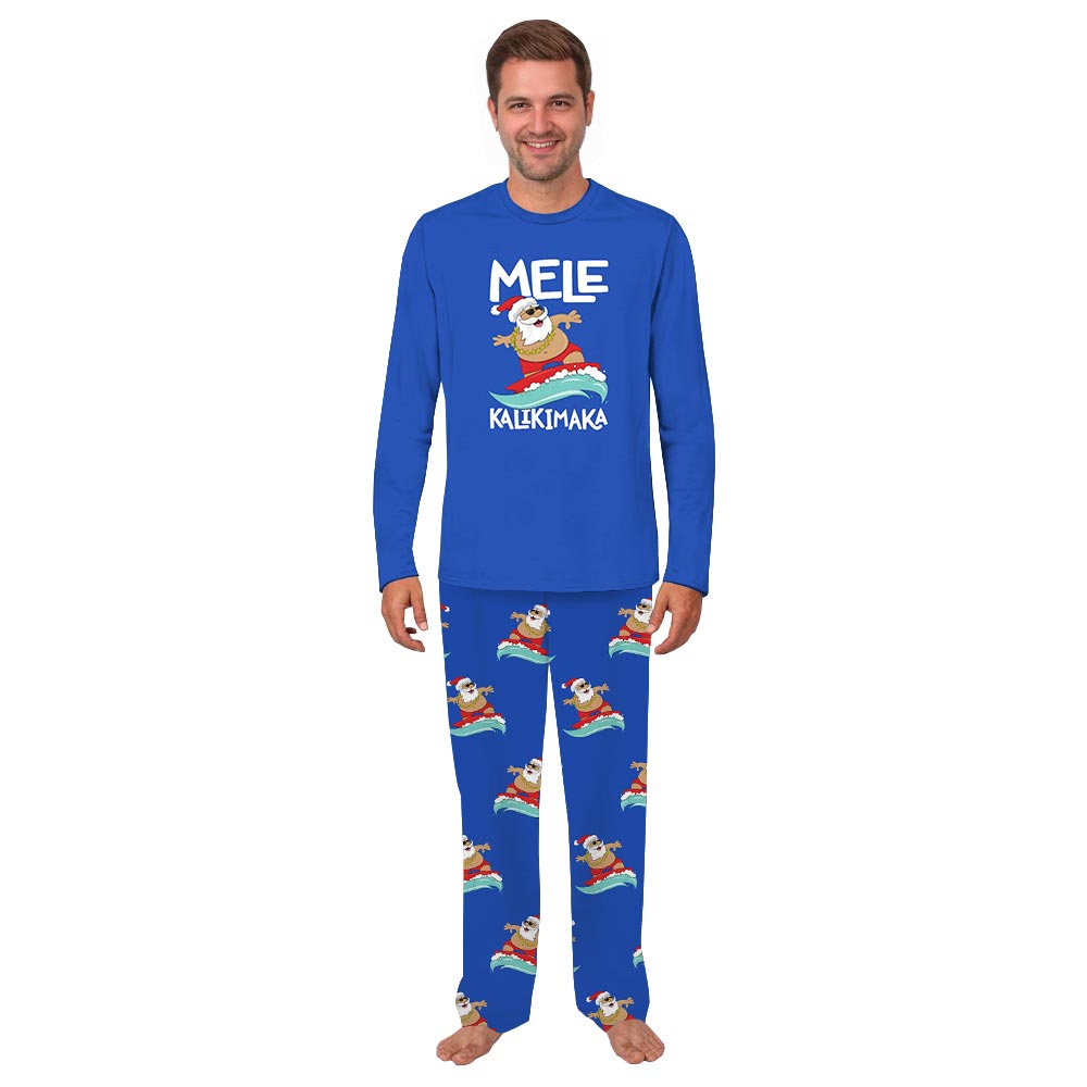Santa Surfing Tropical Matching Dog Owner Christmas Pajamas Santa Surfing Tropical Matching Dog Owner Christmas Pajamas
