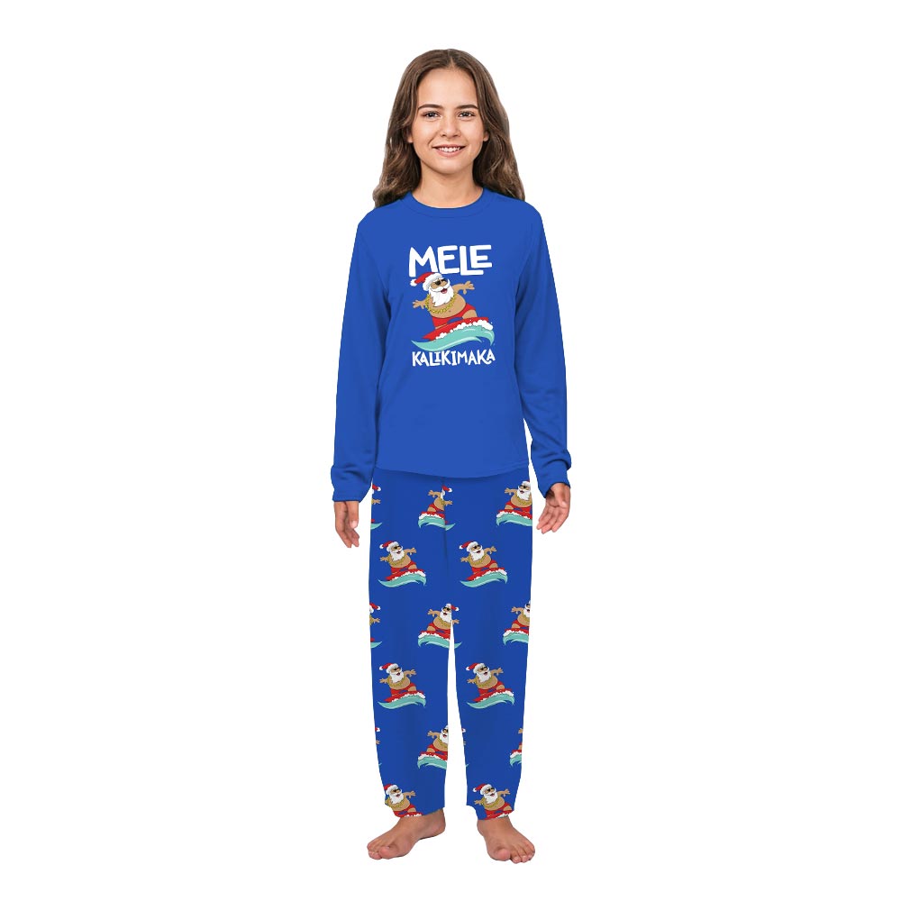 Santa Surfing Tropical Matching Dog Owner Christmas Pajamas Santa Surfing Tropical Matching Dog Owner Christmas Pajamas
