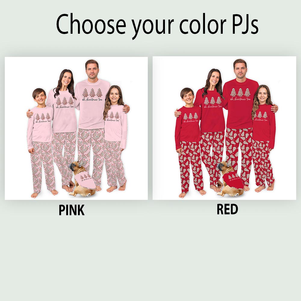Pink Christmas Tree Cake Dog Family Matching Pajamas Pink Christmas Tree Cake Dog Family Matching Pajamas