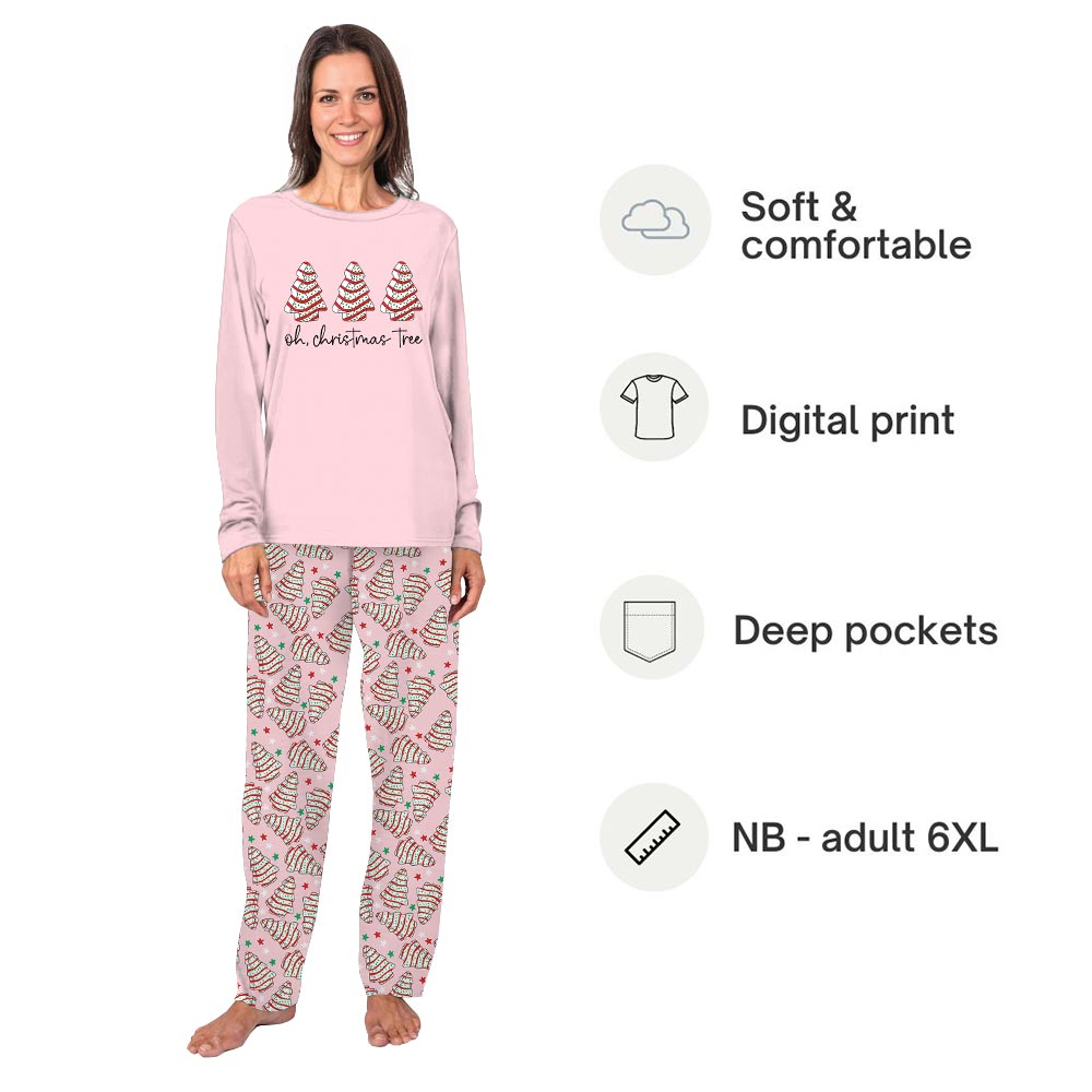 Pink Christmas Tree Cake Dog Family Matching Pajamas Pink Christmas Tree Cake Dog Family Matching Pajamas