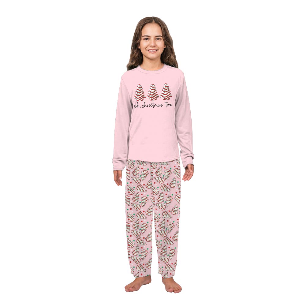 Pink Christmas Tree Cake Dog Family Matching Pajamas Pink Christmas Tree Cake Dog Family Matching Pajamas