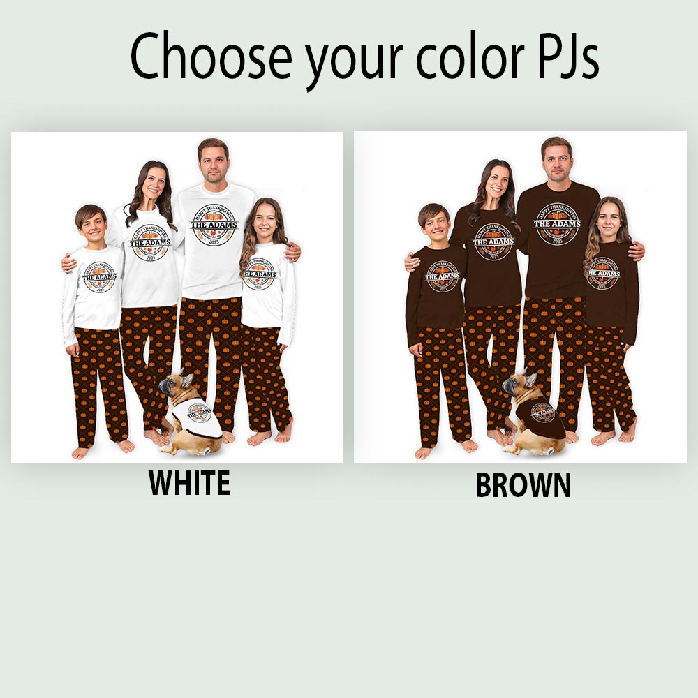 Thanksgiving Family Name Custom Family Pajamas with Pumpkin Thanksgiving Family Name Custom Family Pajamas with Pumpkin