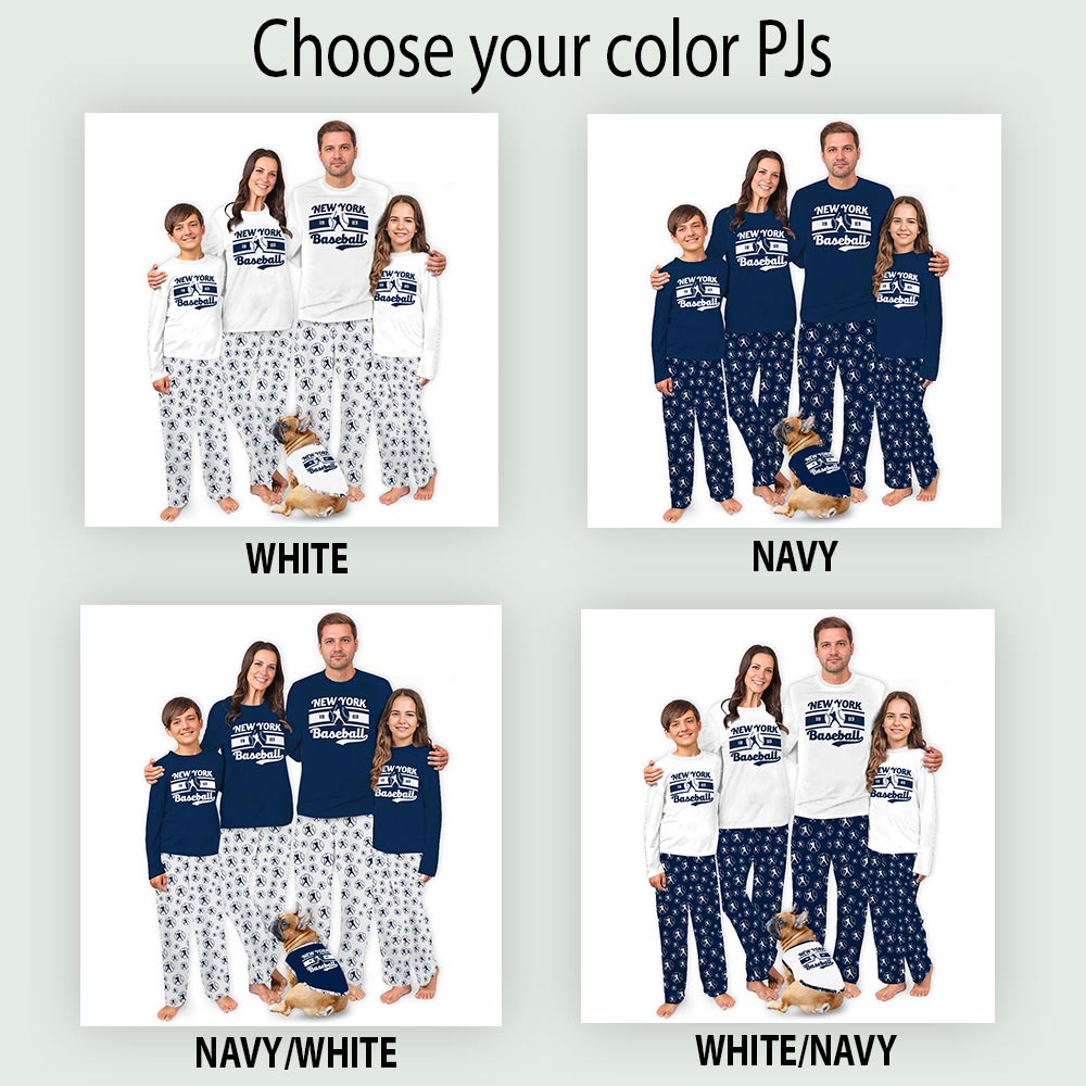 White New York Yankees Baseball Dog And Me Matching Pajamas