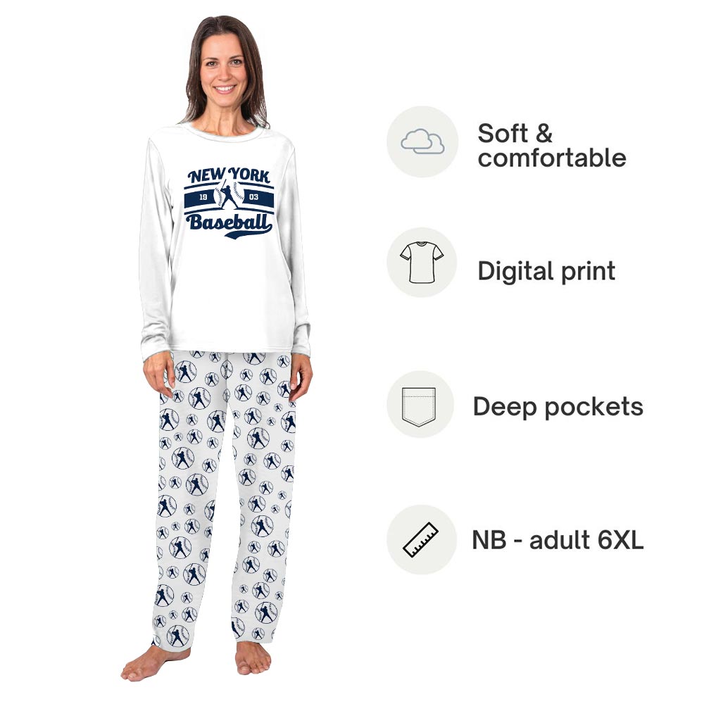 White New York Yankees Baseball Dog And Me Matching Pajamas