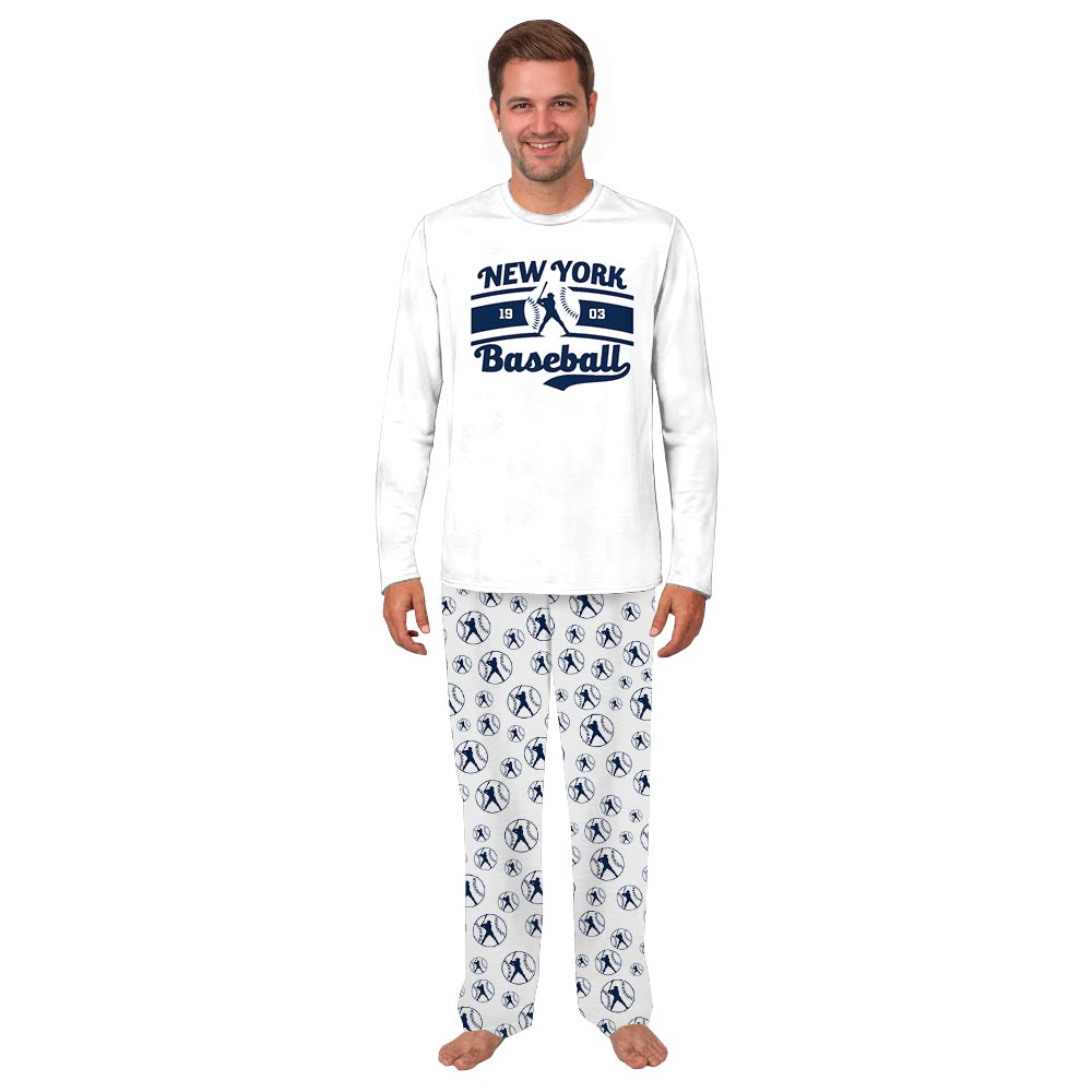 White New York Yankees Baseball Dog And Me Matching Pajamas
