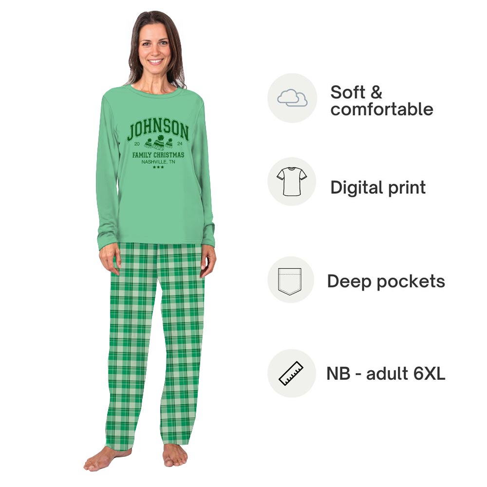Mint Plaid Design Custom Matching Family Pajamas for Christmas Mint Plaid Design Custom Matching Family Pajamas for Christmas