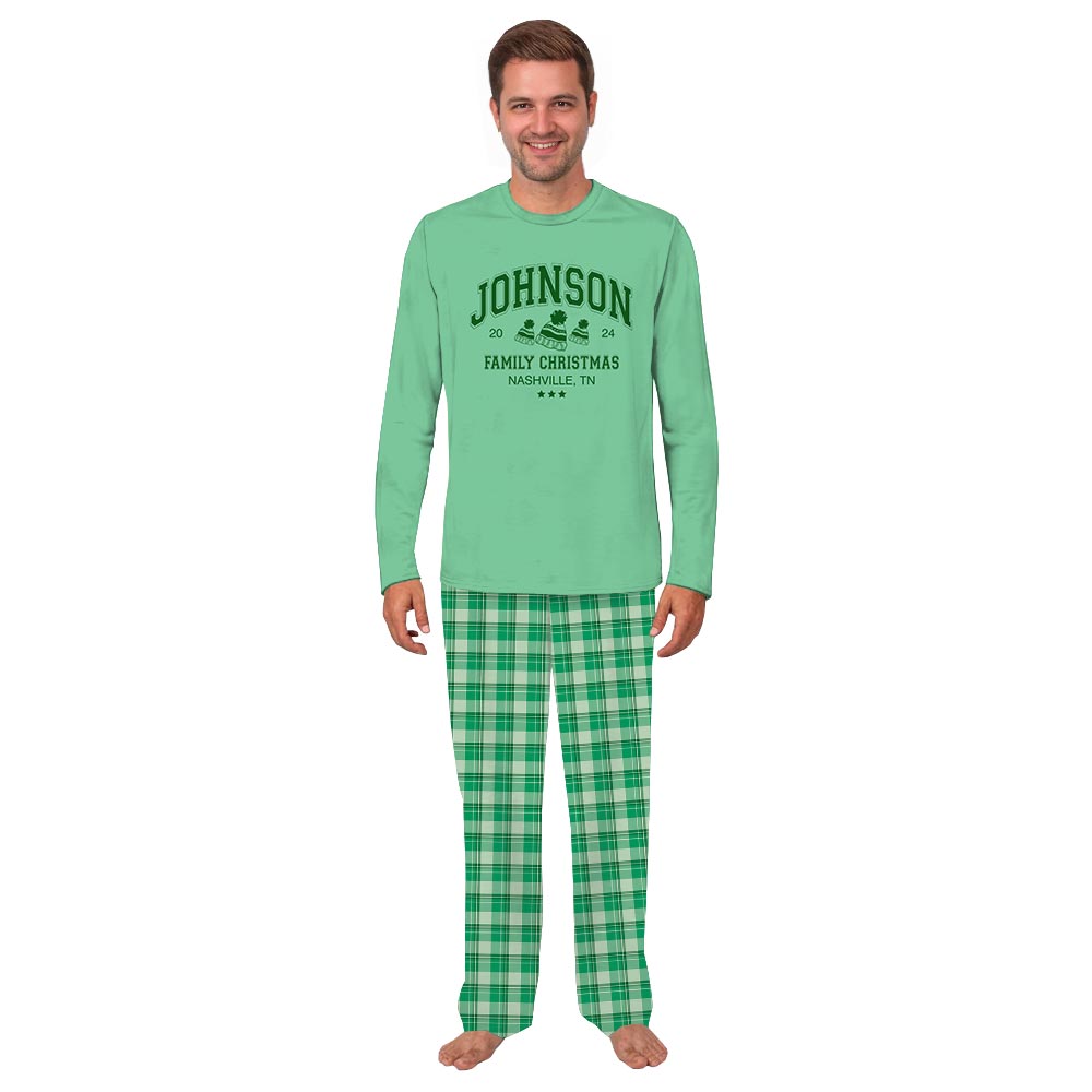 Mint Plaid Design Custom Matching Family Pajamas for Christmas Mint Plaid Design Custom Matching Family Pajamas for Christmas