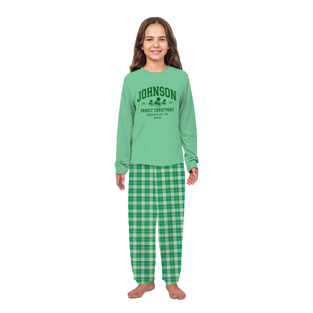 Mint Plaid Design Custom Matching Family Pajamas for Christmas Mint Plaid Design Custom Matching Family Pajamas for Christmas