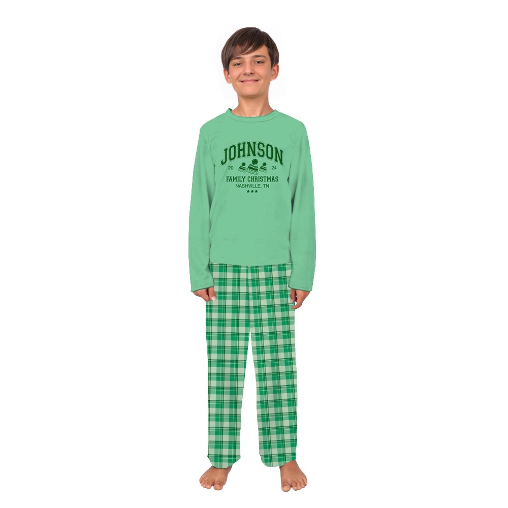 Mint Plaid Design Custom Matching Family Pajamas for Christmas Mint Plaid Design Custom Matching Family Pajamas for Christmas